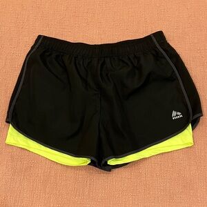 RBX lined wm’s med Black Athletic running Shorts with inner pocket & drawstring